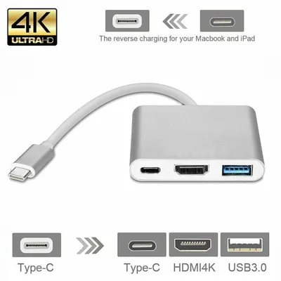 Type-C hub HB23 Easy view HDMI + USB3.0 + USB2.0 + RJ45 + PD - HOCO