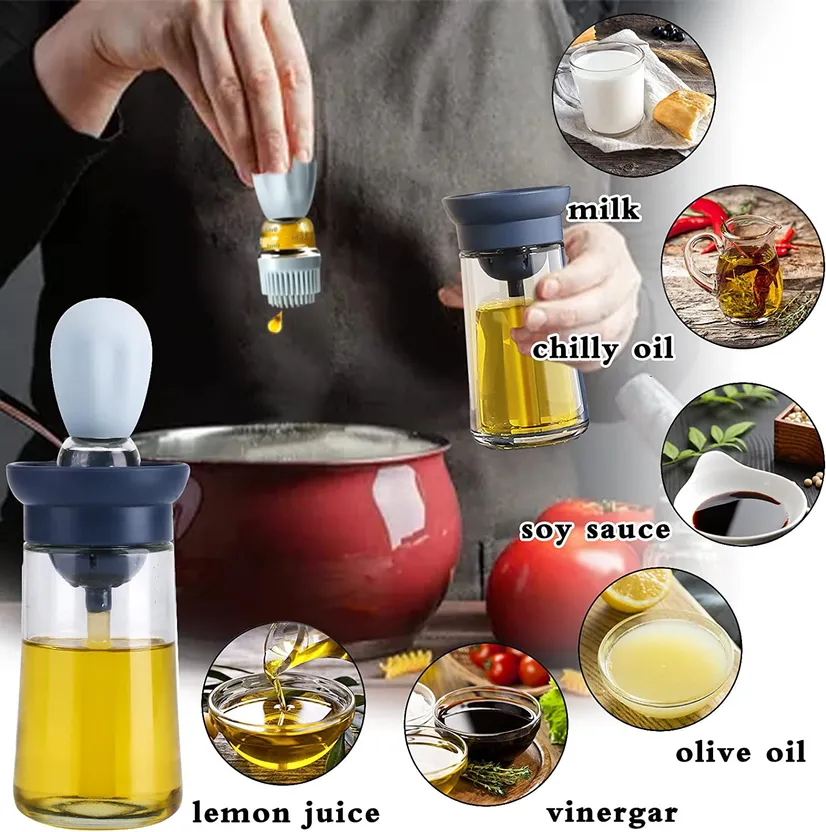 Glass Olive Oil Dispenser Bottle With Silicone Brush 2 In 1