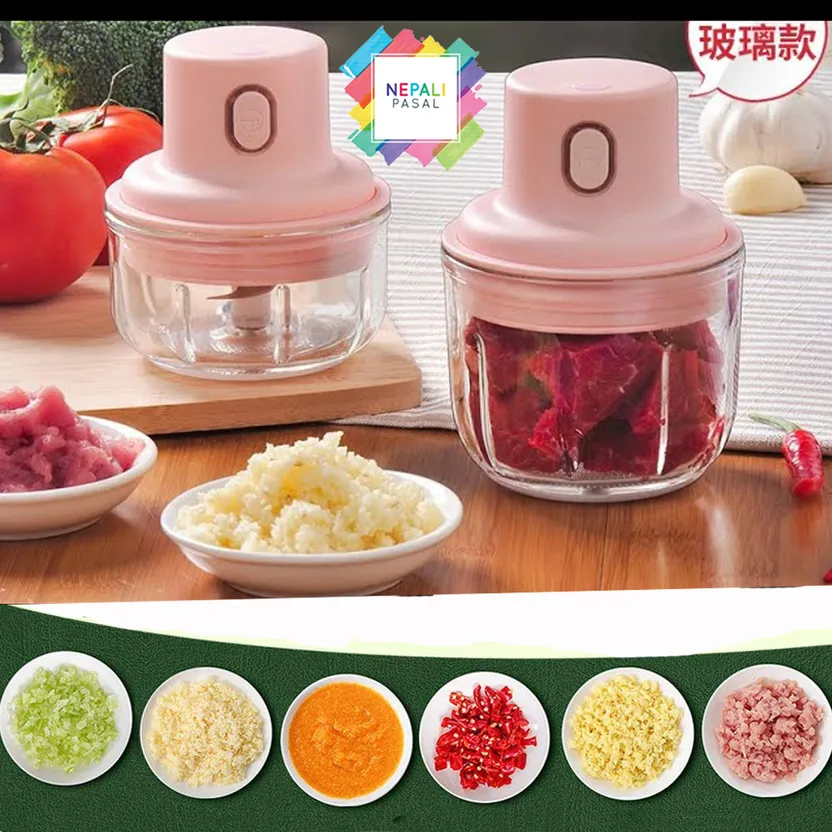 Electric Mini Garlic Chopper Mixer, Fruit-Vegetable Cutter USB Rechargeable  Speedy Mini Chopper