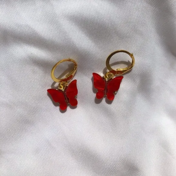 Red clearance butterfly earrings