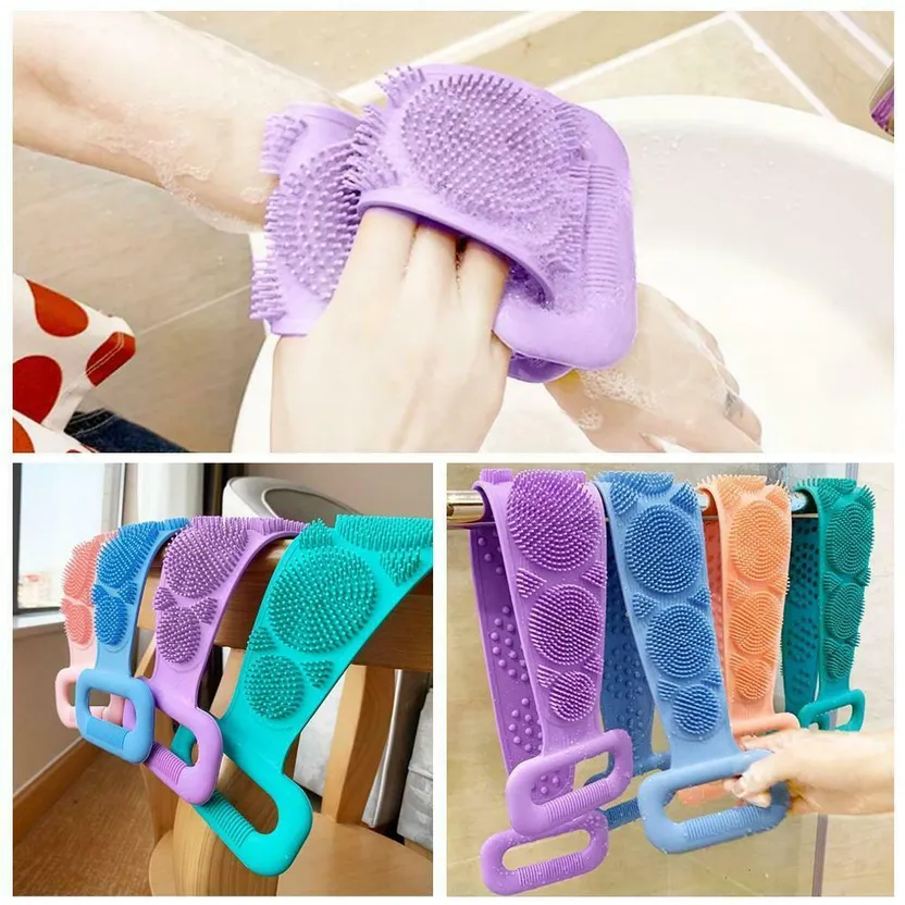 Silica gel Bath Towel Back Strip Belt Bathroom Tools