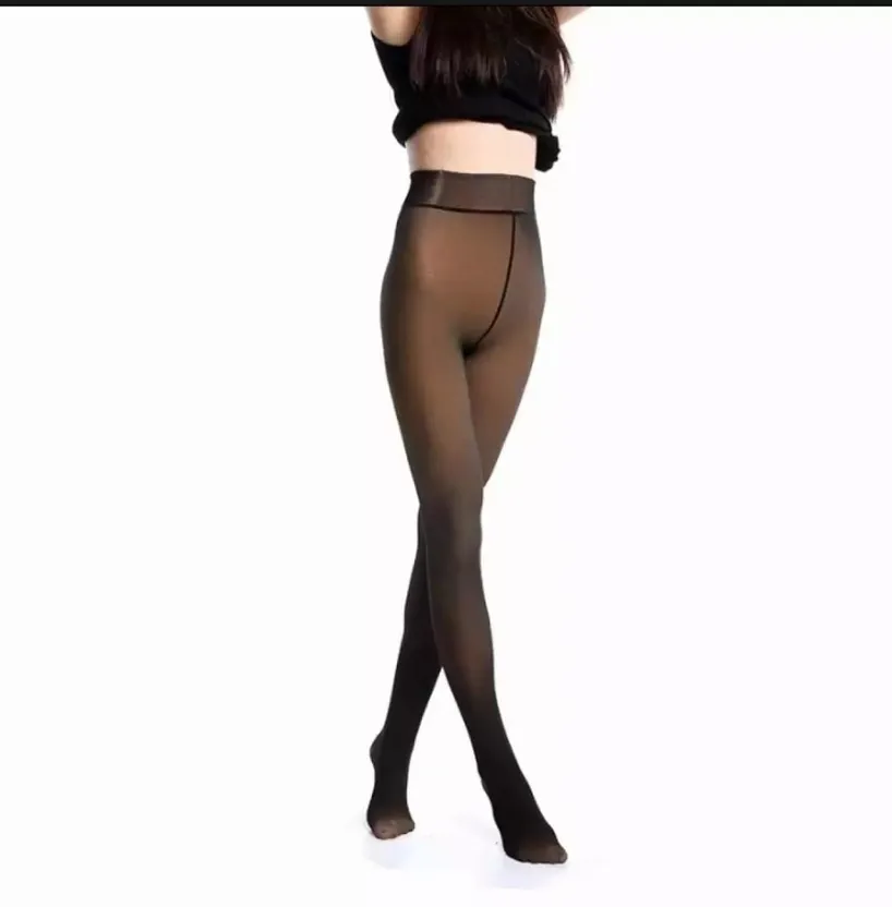 Fleece Lined Tights Women Leggings Thermal Pantyhose Fake Translucent  Tights Opaque High Waisted Winter Warm Sheer Tight