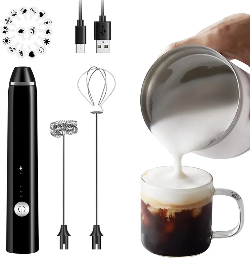 Milk Frother Handheld Electric Foam Maker, Battery Operated Coffee Whipper,  Home Use Milk Stirrer Mini Blender, Battery Rechargeable