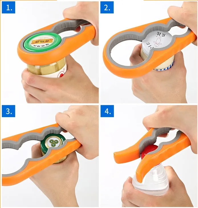 4 in 1 Handy Anti-slip Can Lid Screw Opener Bottle Opener for Pop