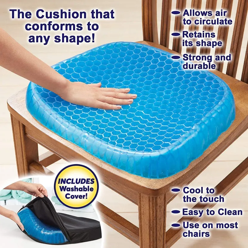 (Net) Silicone Gel Egg Sitter Cushion Seat Flex Pillow Soft Breathable  Honeycomb Cushion Back Support Sit with Non-Slip Cover for