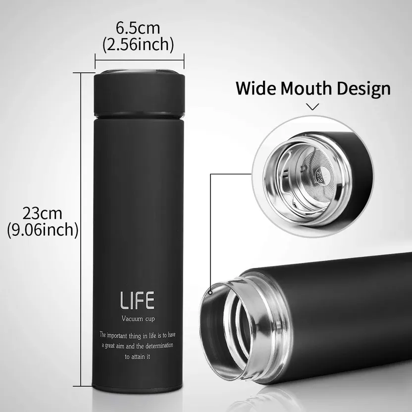 1.2L 304 Stainless Steel Double-Layer Vacuum Flask Water Bottle Travel Mug Vacuum Insulated Bottle, Size: 30.5, Black