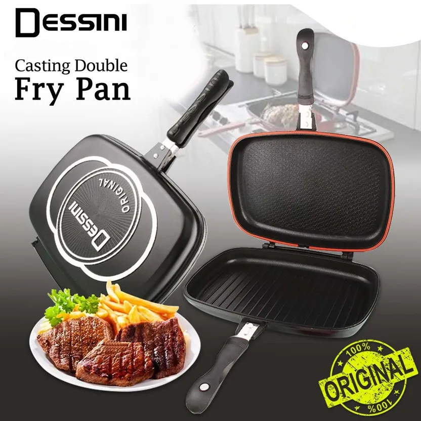 Dessini Double-Sided Non-Stick Pressure Grill Pan, 36cm, Black