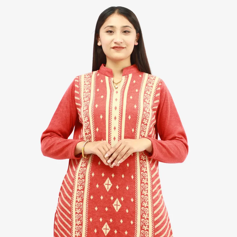 Orange Woolen Neck Full Sleeves Embroidered Kurti,Palazzo With Shawl Set  For Women - Buy Orange Woolen Neck Full Sleeves Embroidered Kurti,Palazzo  With Shawl Set For Women at Best Price in SYBazzar