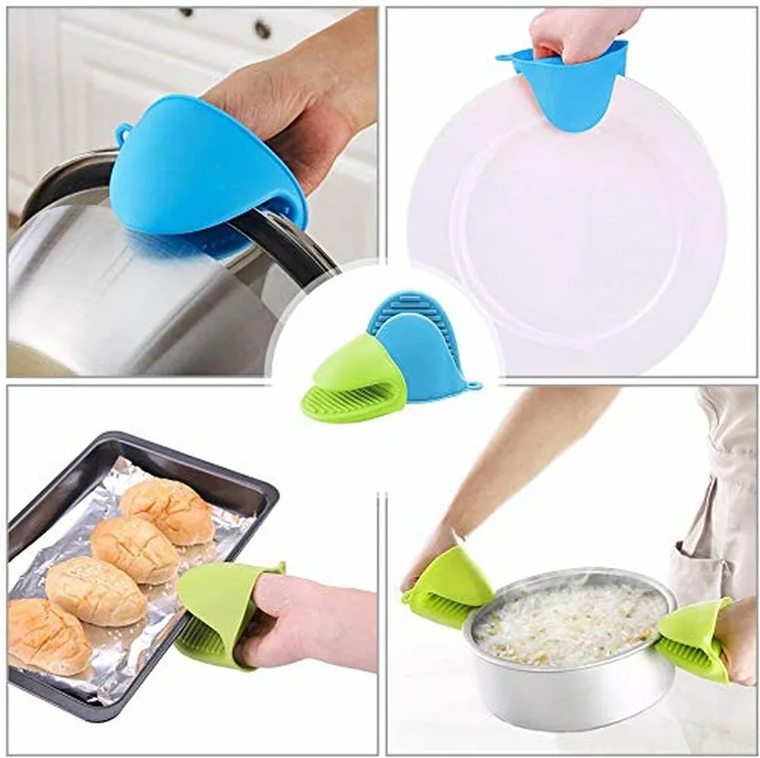 Non Slip Mini Oven Mitts Heat Resistant Pot Holder Mini For Kitchen Cooking  Baking Grilling From Hot Plate Pot Dish And Bowl(2pcs, Green)