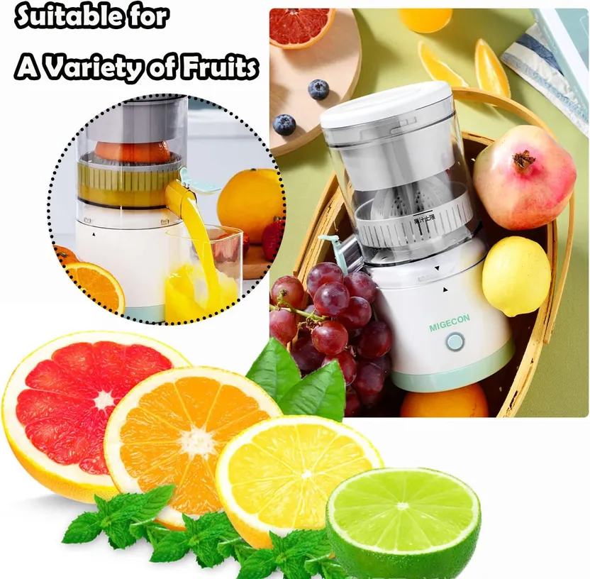 Electric Citrus Juicer, Rechargeable Juicer Machine with USB Cable and  Cleaning Brush, Orange Lime Lemon Grapefruit Juicer Squeezer, Easy to Clean