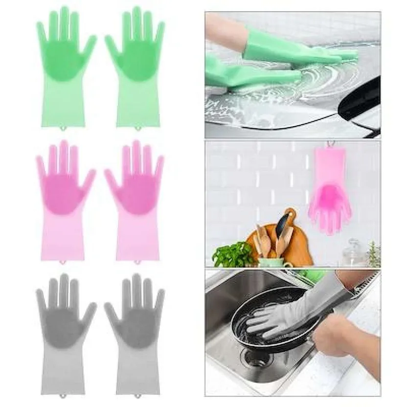 Magic Silicone Dishwashing Gloves Kitchen Tool for Cleaning, Dish Washing